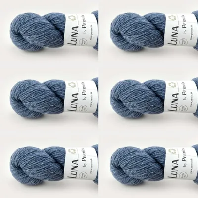 Immagine prodotto di 6 gomitoli di lana "Luna" di Permin – 100% lana riciclata (senza mulesing) (colore: denim chiaro, numero 32)