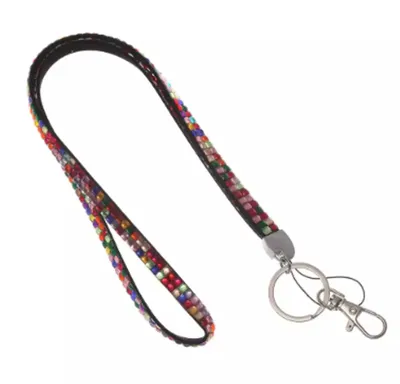 Immagine prodotto di Laccetto multicolore da 10 mm con moschettone per tesserini identificativi, chiavi dell'auto e tessere di accesso.