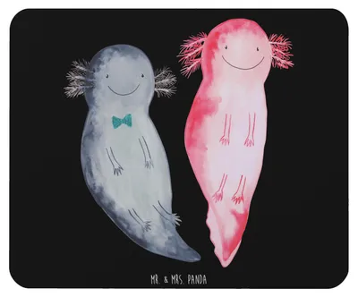 Produktbild von Mr. & Mrs. Panda Mousepad Axolotl Freundin - Schwarz - Geschenk, Liebe, mausteppich, pc mauspad, computer, Mouse Pad, Valentinstag, glücklich, Lurch