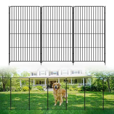 Immagine prodotto di Recinzione per giardino – Recinzione per cani composta da 10 elementi, altezza 91 cm, robusta barriera in ferro, ideale per creare un'area di sgambamento mobile sia all'interno che all'esterno, adatta per cortili