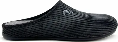 Produktbild von Damen Hausschuhe Dunkelgrau mit gerippter Textur im Slip-on-Design