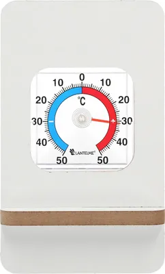 Produktbild von Raumthermometer mit Holzständer Weiß im Set für Innen Zimmer Temperatur + - 50°C Analog Thermometer Innenthermometer Zimmerthermometer
