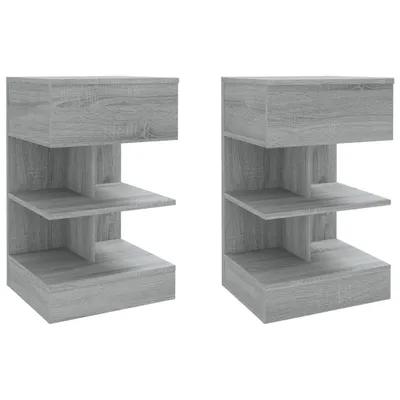 Produktbild von Nachttische 2 Stk. Grau Sonoma 40x35x65 cm Holzwerkstoff