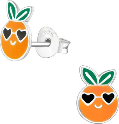 Produktbild von Ohrstecker 925 Sterling Silber mit Orange