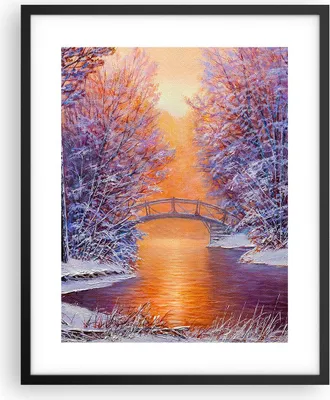 Produktbild von Gerahmtes Poster - Schwarzer Rahmen - Brücke Schnee Wald - 40x50 cm - Wand Bild - Wanddeko - Wandbilder - Kunstposter - Wandposter - Bilderrahmen - Bilder - Kunstdruck - P2BPA40x50-4545