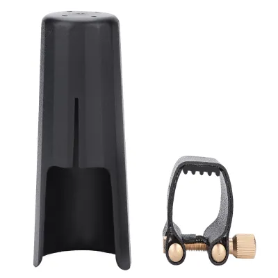 Imagen del producto de Ligadura para saxofón: Ligadura de plástico con cubierta para saxofón tenor, compatible con boquillas de goma dura (baquelita).