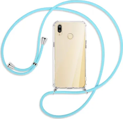 Produktbild von Handykette Backcover-Schutzhülle mit Band (Metall silberfarben) für Huawei P20 lite - himmelblau