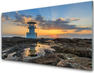 Produktbild von Acrylglasbilder 100x50 Wandbild Druck Leuchtturm Landschaft