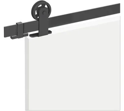 Produktbild von Pertura Schiebetürbeschlag Ivalo schwarz pulverbeschichtet für Holzschiebetür inkl. Griffmuschel