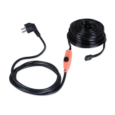 Zdjęcie produktu dla Waldbeck Flow Wire 12 – kabel grzewczy chroniący przed zamarzaniem, długość: 12 m. Kabel grzewczy + przewód zasilający o długości 1,8 m. Wyposażony w termostat, który włącza się, gdy temperatura spada poniżej 6°C. Moc grzewcza: 16 W/m. Klasa ochrony: IP68