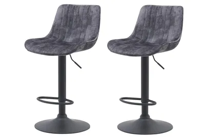 Produktbild von Hela Tische, 2er Set Barhocker Bistrohocker Sabine, Samt Anthrazit, Drehgestell 360°, Trompetenfuß, Höhenverstellbar Gasdruckfeder, 120kg belastbar