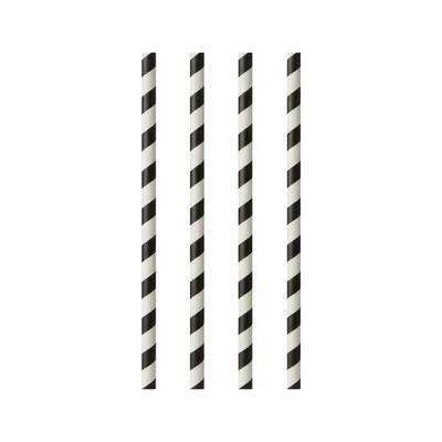 Produktbild von 25 Trinkhalme, Papier Ø 6 mm · 20 cm schwarz/weiss "Stripes"