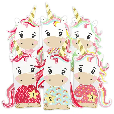 Produktbild von Papierdrachen Adventskalender zum Befüllen - Einhorn - vorgestanzter Motivkalender zum Basteln für Mädchen