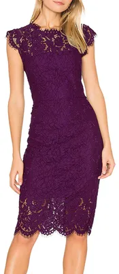 Produktbild von MEROKEETY Damen-Cocktailkleid, ärmellos, mit Spitze, Blumenmuster, elegant, Rund