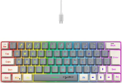 Produktbild von Membrantastatur 63-Tasten Bunte Beleuchtung Kabelgebundene Tastatur Gaming USB-C Kabel Abnehmbare Buerotastatur Businesstastatur PC Gaming Tastaturen