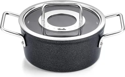 Imagen del producto de Olla de aluminio con revestimiento antiadherente (diámetro de 18 cm, 2 litros), con tapa de vidrio, apta para inducción