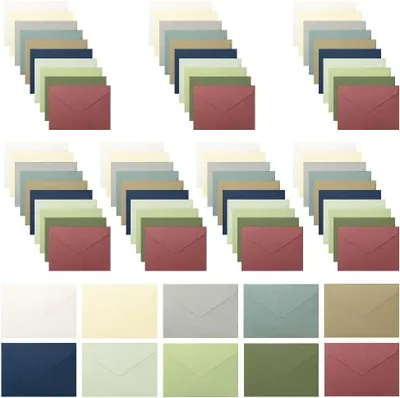 Produktbild von Mini Briefumschläge Set 80 Stück, 10 Farben, 10.3 x 6.7 cm, für Geburtstag