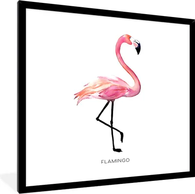 Produktbild von MuchoWow® MuchoWow® Gerahmtes Poster Flamingo - Aquarell - Rosa 40x40 cm - Poster mit zchwarzem Bilderrahmen - Mit Rahmen - Wanddekoration Schlafzimmer