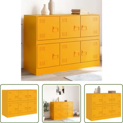 Image de The Living Store buffet jaune moutarde 99x39x73 cm acier