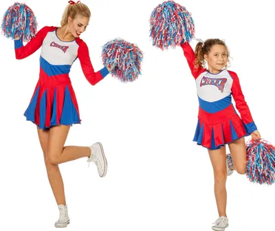 Produktbild von Cheerleaderin rot-blau - Fasching Karneval Kostüm Kindergröße: 116
