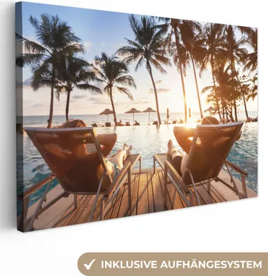 Zdjęcie produktu dla OneMillionCanvasses® - Wydruki na płótnie - 140x90 cm, plaża - morze - palma, grafika ścienna dekoracja ścienna