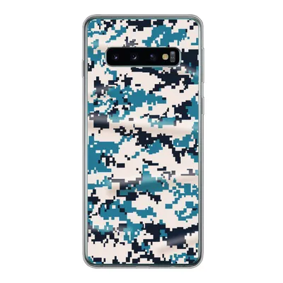 Produktbild von MuchoWow® Handyhülle Schutzhülle Hülle für Samsung Galaxy S10 Blaues und weißes Camouflage-Muster Silikon Softcase Handy Hülle - Handytasche