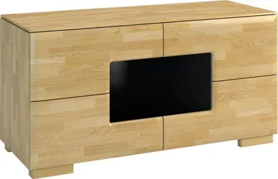Produktbild von TV-Unterteil teilmassiv Farbe: Eiche / Schwarz 62x122x50 cm