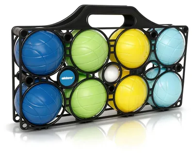 Produktbild von Boccia Set - Farbenfroher Outdoor-Spielspaß mit 8 bunten Kugeln für Kinder und Familie, inkl. Tragekorb
