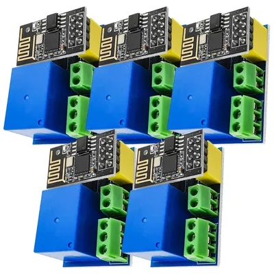 Zdjęcie produktu dla AZ-Delivery Mikrokontroler ESP8266-01S ESP-01S Moduł Wi-Fi 5 V z adapterem przekaźnikowym, 5x przekaźnik ESP01