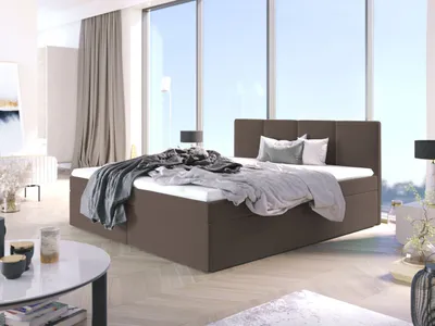 Produktbild von Bett, Boxspringbett STAR mit Bonell-Matratze, OHNE Topper, Bett mit 2 Bettkästen, Doppelbett, Stauraum, 180x200 cm (Braun - Fuego 158)