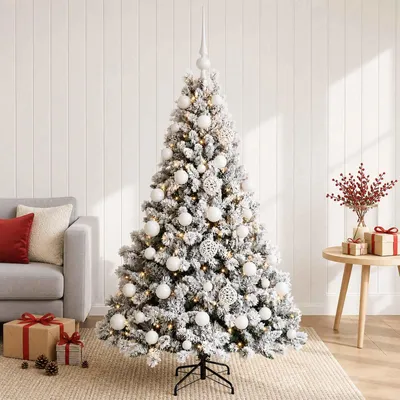 Zdjęcie produktu dla Sztuczne drzewko świąteczne z ozdobami, wysokość 150 cm, 150 diod LED