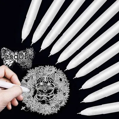 Produktbild von Wasserfarbenmarker mit 0,8 mm Punktdurchmesser - weiße Kunstmarker - weiße Bleistifte für Kunst - dekkende Marker für Hervorhebungen, Zeichnen & Basteln