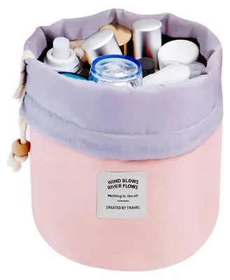 Produktbild von Sunrain Reise-Kosmetiktasche, Make-up-Taschen-Organizer für Damen und Herren, Hängende Kulturbeutel, Waschbeutel, Großes Fassungsvermögen, Make-up-Tasche mit Kordelzug, Blau + Kleine Tasche +