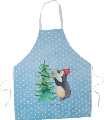 Produktbild von Mr. & Mrs. Panda Schürze Pinguin Weihnachtsbaum - Eisblau - Geschenk, Küchenzubehör, Küchenschürze, Winter, Weihnachten, Grillschürze, Kochschürze, Backschürze