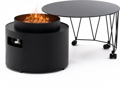 Obrázok produktu pre Drum - Moderný okrúhly stôl s integrovaným plynovým krbom na terasu a do záhrady