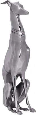 Produktbild von Dekoration Design Dog aus Aluminium silbern Windhund Skulptur Hundestatue