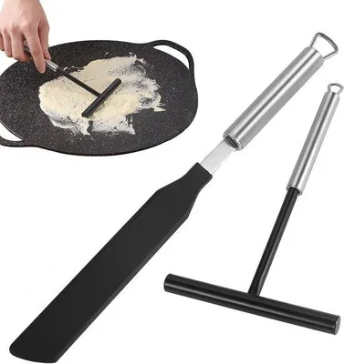 Obrázek produktu pro Rozdělovač na palačinky a stěrka – nerezové a silikonové kuchyňské náčiní – ideální pro přípravu palačinek
