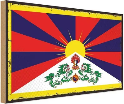 Produktbild von vianmo Holzschild 20x30 cm Tibets Tibet Flagge Fahne Wappen