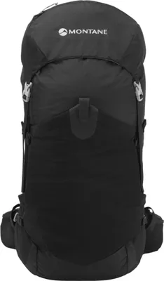 Schwarzer Multifunktionsrucksack "AZOTE 32" von Montane; mit verstellbaren Trägern und Reißverschluss.