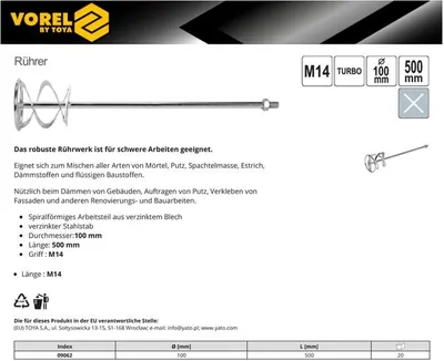 Produktbild von Mischer 85x400 mm für Farben 09080 VOREL