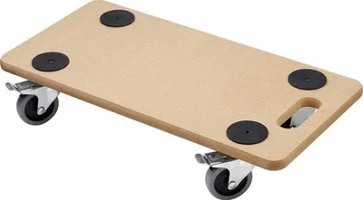 Image de Chariot de transport 590 x 290 mm, 200 kg, roulettes en bois MDF naturel