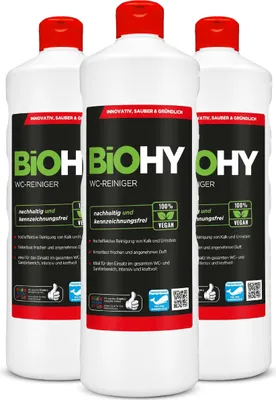 Produktbild von BiOHY WC-Reiniger, Toilettenreiniger, Kloreiniger, WC Erfrischer – 3er Pack (3 x 1 Liter Flasche)