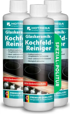 Produktbild von HOTREGA Glaskeramik Kochfeld Reiniger 250 ml, Ceranfeldreiniger, Kochfeldreiniger, Herdreiniger, Herdplattenreiniger