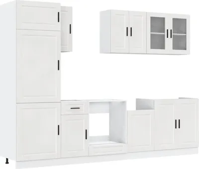 Produktbild von 8-tlg. Küchenschrank-Set Porto Hochglanz-Weiß Holzwerkstoff