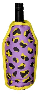 Produktbild von Gift Company Kühlmanschette Froid, Leomuster, Flaschenkühler, Weinkühler, Lila / Schwarz / Gelb, 1219101014