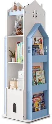 Immagine prodotto di Libreria girevole a 360° per bambini, da appoggio a terra, con 3 ripiani, colore blu