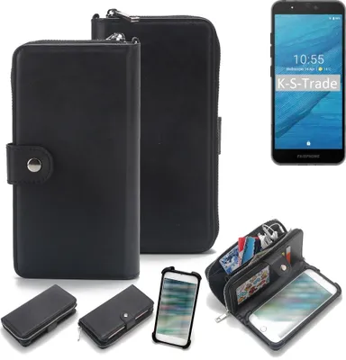 Produktbild von K-S-Trade 2in1 Handyhülle Schutzhülle kompatibel mit Fairphone Fairphone 3  & Portemonnee Cover Handy Hülle Case Etui Geldbörse Wallet Bookstyle