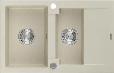 Immagine prodotto di Mexen Gaspar lavello in granito 1,5 vasche con scolapiatti 737 x 475 mm, beige, sifone cromo - 6507731505-69