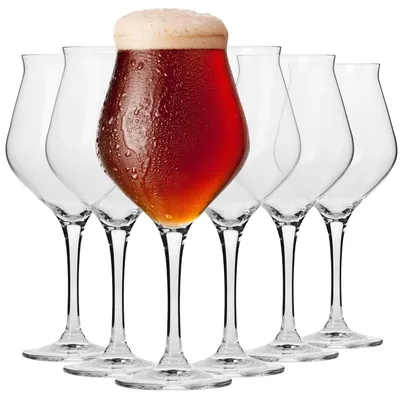 Productafbeelding van Bierglazen - Kristalglas - 420 ml - Set van 6 - Biertulp