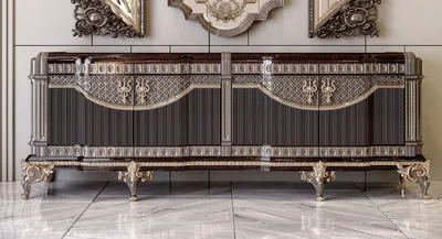 Produktbild von Casa Padrino Luxus Barock Sideboard Dunkelbraun / Grau / Gold 245 cm